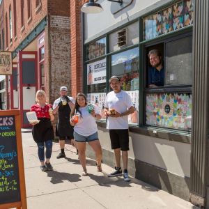 image of fatsacks screw on sidewalk outside of pickup window