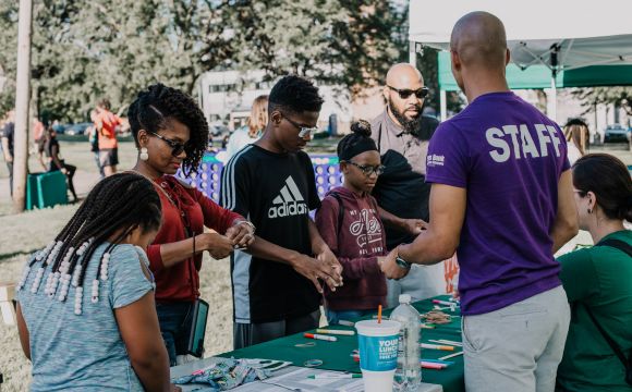 Family going craft at a park