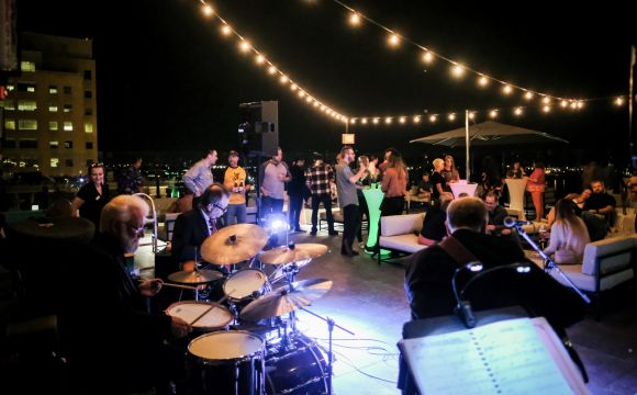 live music on a rooftop bar in downtown davenport iowa