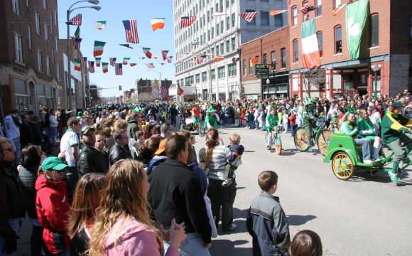 the st. patricks day parade in downtown davenport iowa