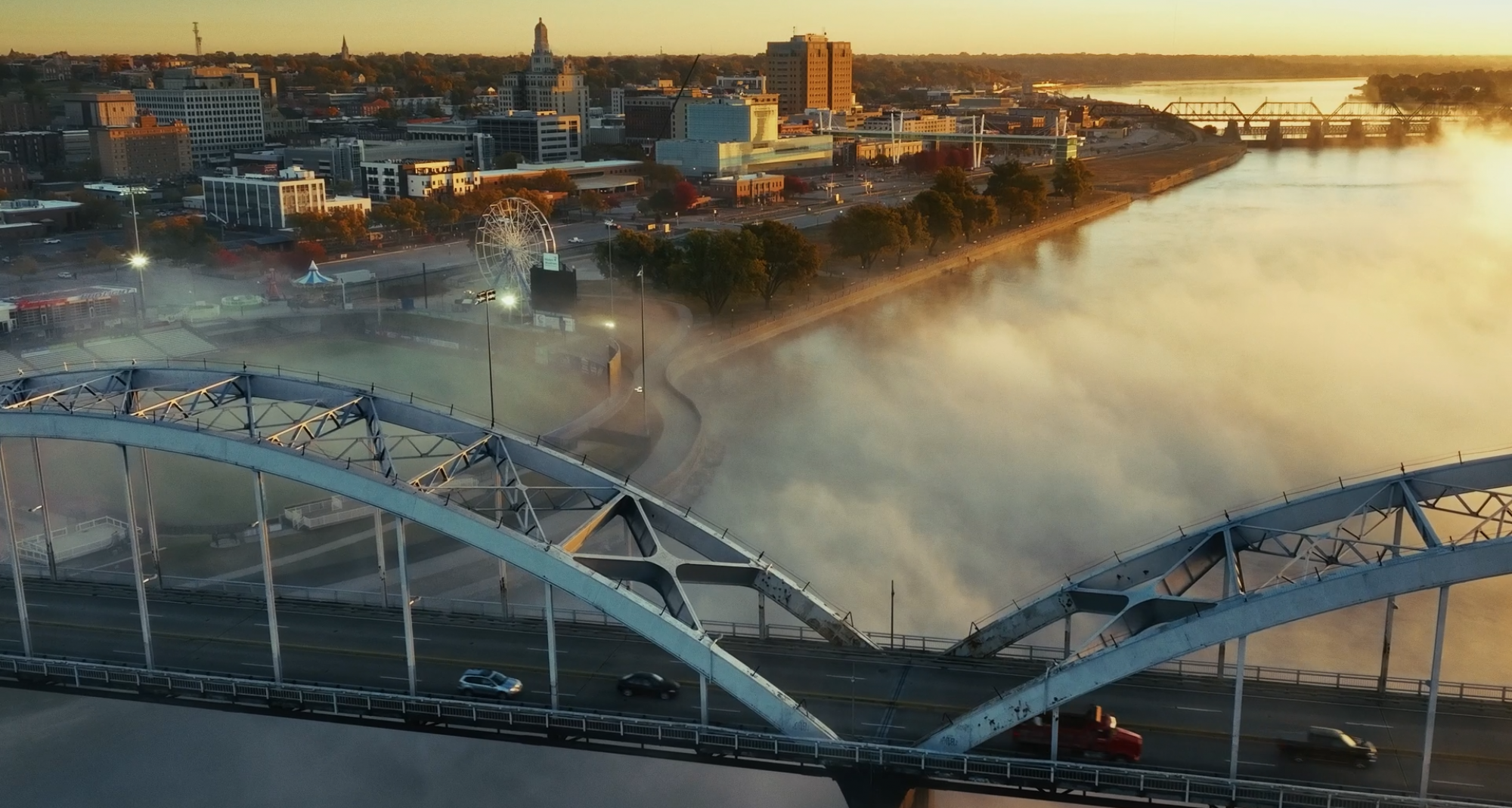 Aerial shot of downtown