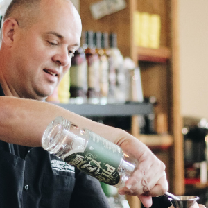 photo of Brian Burchette bartending
