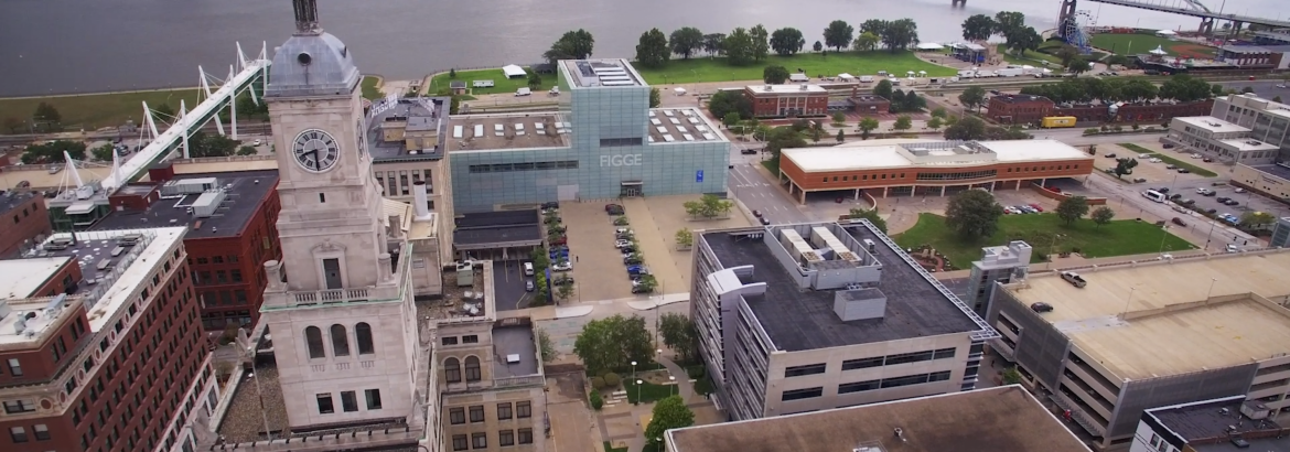 aerial image of downtown davenport